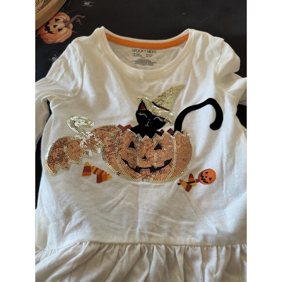 Spooky Night Kids Size 4 NWOT Halloween 2 Piece Pumpkin and Cat Sparkle - Picture 1 of 7